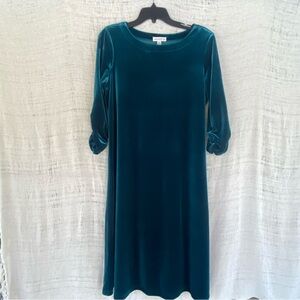 Susan Graver Velvet Teal MIDI Stretchy Dress Size S